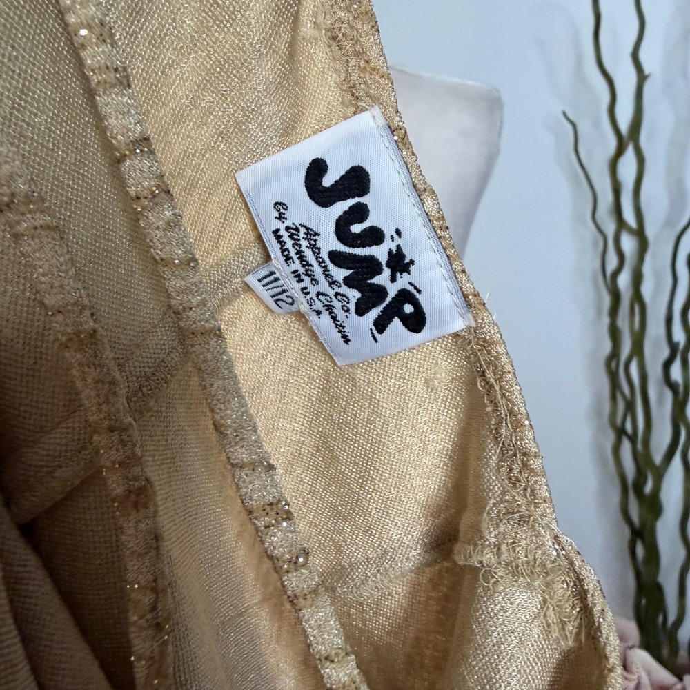 Y2K Vintage Jump Gown Cowl Neck Open Back Halter Gold Glitter Dress 11/12 - Picture 10 of 11